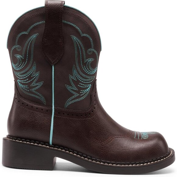 🆕Women Black Cowboy Cowgirl Boots for  Round Toe Embroidered Mid Calf Western - Picture 4 of 7